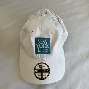 NWT New Era 9forty Adjustable‎ Vel Cro Hat Breathable White, New York Life